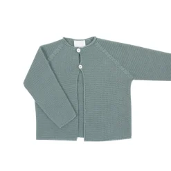 Aquarelle green buttoned thick knit cardigan