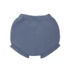 Baby medium blue knit bloomer with ruffles