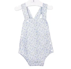 Baby romper blue and green flowers