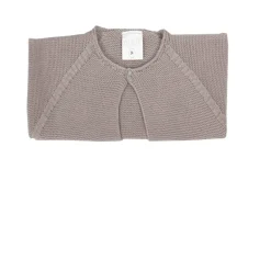Beige short thick knit cardigan with one button