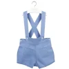 Blue linen blue short with braces