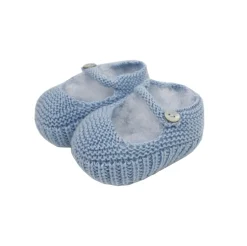 Blue Mary Jane baby knit shoes