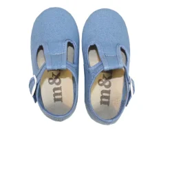 Canvas T-strap shoes in blue