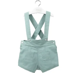 Green linen short with braces