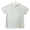 green stripes double breasted short sleeve shirt