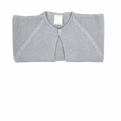 Grey short thick knit cardigan with one button
