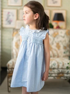 Inés dress. Blue plaid