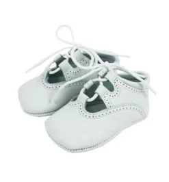 Lace up pram brogue shoes white