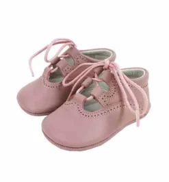 Lace up pram brogue shoes pastel pink