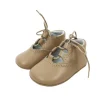 Lace up pram brogue shoes dark beige