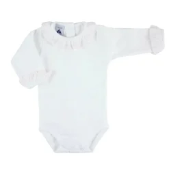 Long sleeve bodysuit with batiste collar in pink