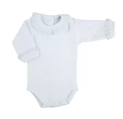 Long sleeve bodysuit with batiste collar in grey