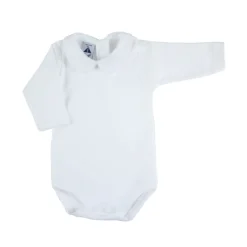 Long sleeve bodysuit with Peter Pan pique collar in pink