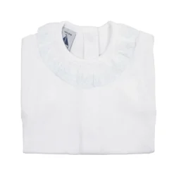 Long sleeve bodysuit with batiste collar in blue