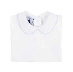 Long sleeve bodysuit with piqué Peter Pan collar in blue