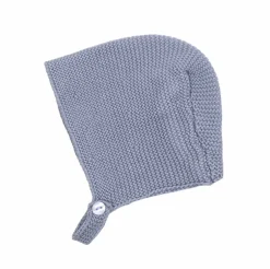 Medium blue knit baby bonnet