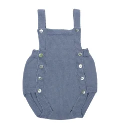 Medium blue knit baby dungaree