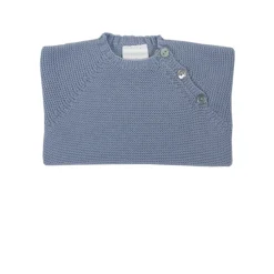 Medium blue thick knit sweater.