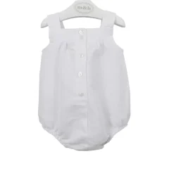 m&h baby romper white linen