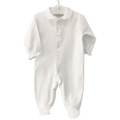 m&h sleepsuit white and pink stitch