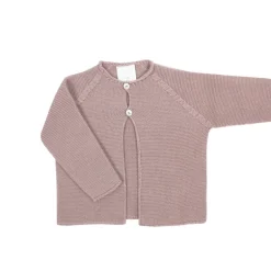 Pastel pink buttoned thick knit cardigan