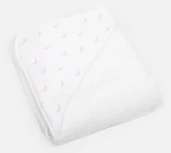 Pink birds hooded towel
