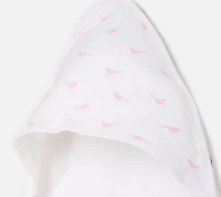Pink birds hooded towel
