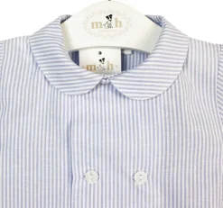 Shirt with blue stripes in linen cotton
