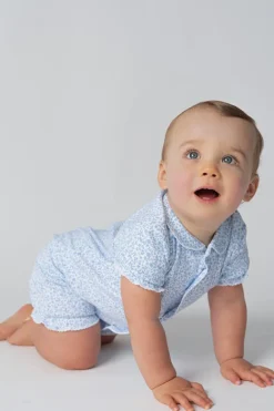 Short blue and white sleepsuit