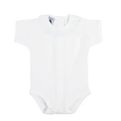 Short sleeve bodysuit batiste collar in blue