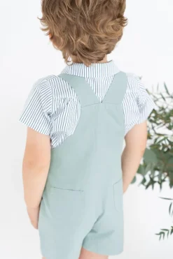 Short sleeves shirt. Green stripes