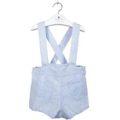 Short with braces. Blue stripes
