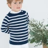 Striped sailor sweater. Navy blue and white