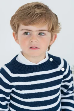 Striped sailor sweater. Navy blue and white