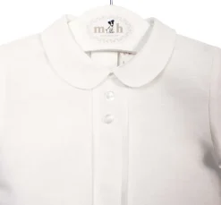 Two buttons blouse. White cotton linen