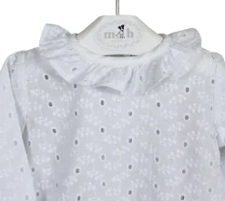 White blouse embroidered batiste