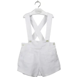 White linen short with braces