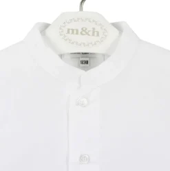 White mao collar shirt short sleeves